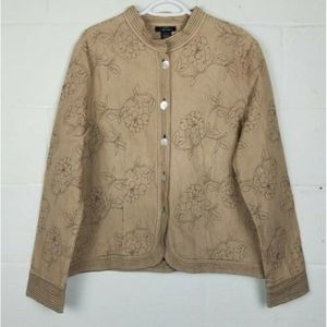 Soho Clothing Co Floral Embroidered Brown Jacket